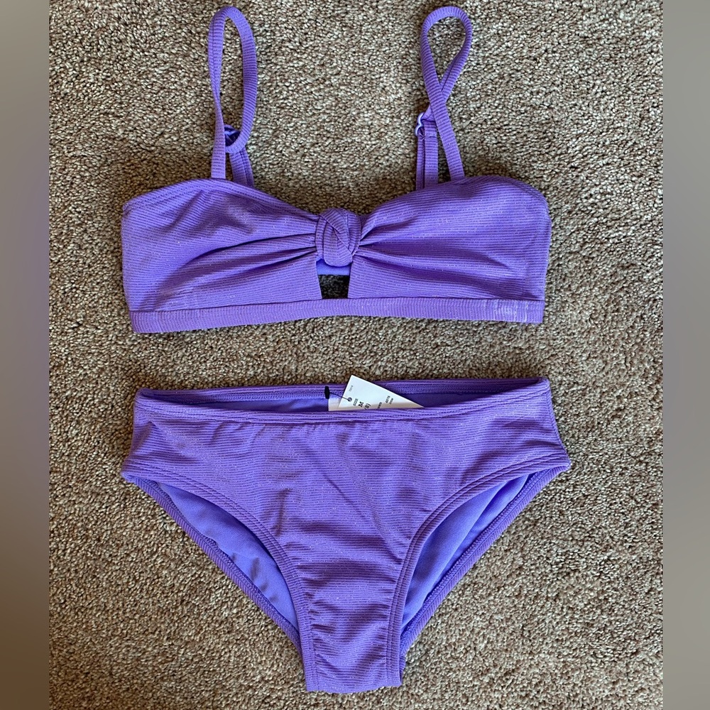NWT Girl’s Art Class Purple Sparkly Bikini. Small, Medium and Large. UPF 50+